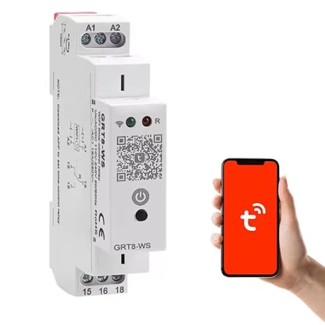 WiFi Timer Switch GRT8-WS Clock Programmer Pool WIFI Relay Programmable Timer for Home Remote Control Compatible with TUYA AC/DC 110-240V