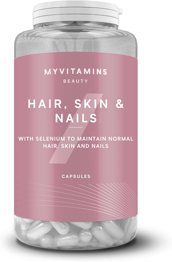 Myvitamins Hair, Skin & Nails Tablets – Zinc, Selenium, Biotin, Vitamin C, D₃, Lutein & MSM – Supports Hair, Skin & Nail Health & Collagen Formation – 180 Vegetarian Capsules
