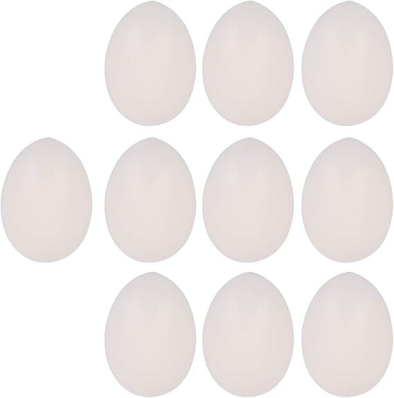 RDEXP 10x Artificial Solid Plastic Dummy Fake Eggs for Breeding Hatching White 36x26mm