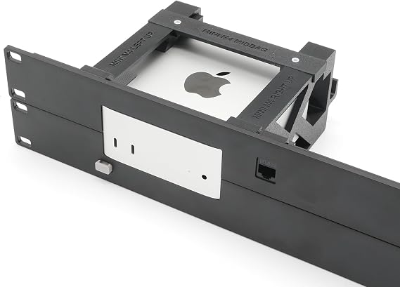 Rack Mount for 1 Apple mac Mini M4 -Remote on/off Button -1 ethernet Keyst.