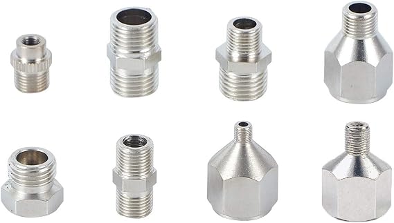 ROSEMARY 8 Pieces Airbrush Flexible Adapter Fitting Connector Set for Compressor and Airbrush Hose