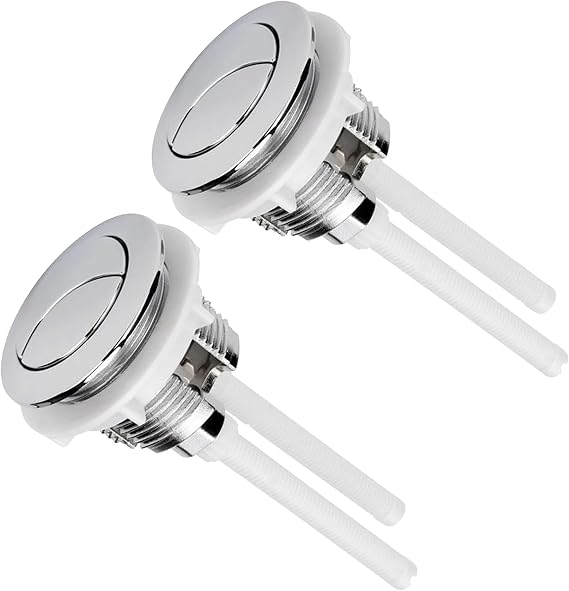 2pc Dual Flush Push Button, 38mm Toilet Flush Button Replacement Universal Round Head Toilet Flusher Buttons for Bathroom Water Tank Replacement Accessories