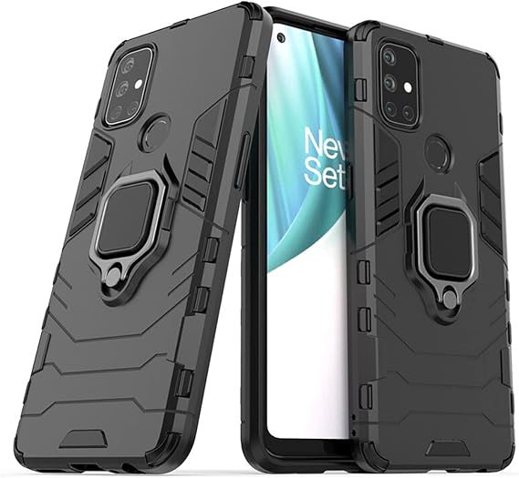 Microcase OnePlus Nord N10 Batman Serisi Yüzük Standlı Armor Kılıf - Siyah