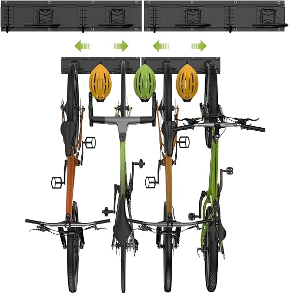 Housolution 32" Bicycle Wall Mount for 4Bikes + 3Helmets