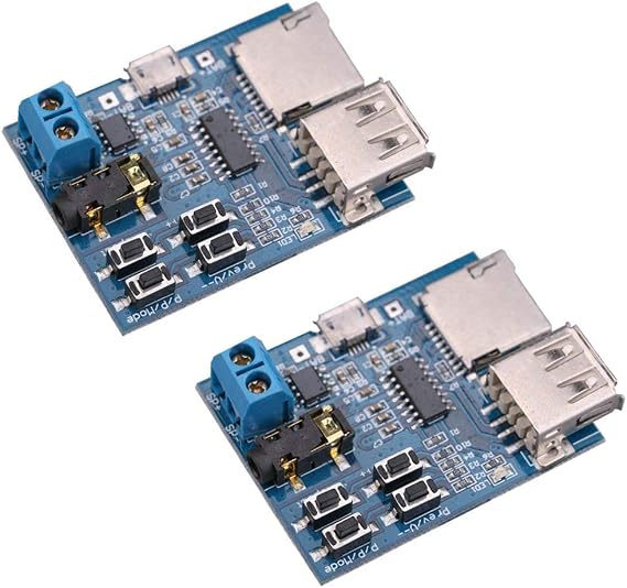 Hailege 2pcs TF Card U Disk Play MP3 Decoder Player Module with Audio Amplifier Audio Decoding Player Module Micro USB 5V Power Supply