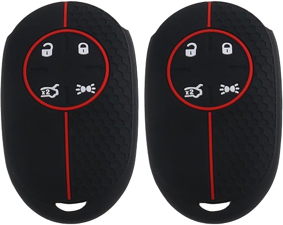 SG Store 2PCS 4-Button Car Key Case Car Key Protection Compatible with Fiat 500E 4-Button Flexible Silicone Car Key Case, Black Red