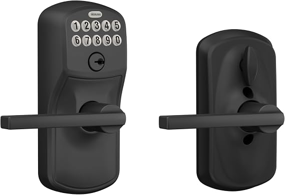 SCHLAGE FE595 PLY 622 LAT Plymouth Keypad Entry with Flex-Lock and Latitude Lever, Matte Black