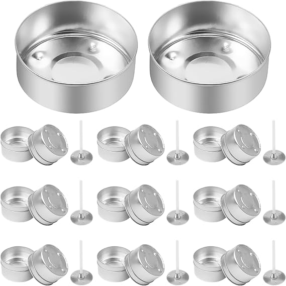 66Pcs Tealight Wick Holders, Candle Wick Sustainers, Aluminium Candle Bases