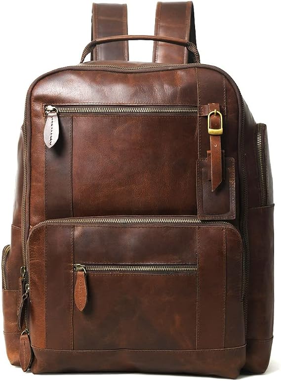 Gratlin Leather Laptop Backpack, Multi, L, Heavy Duty