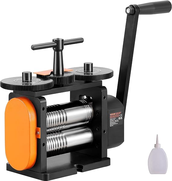 Rolling Mill, 2.24"/57 mm Jewelry Rolling Mill Machine, 1: 2 Gear Ratio, 3-in-1 Multi-Function Rolling Mill, 0-5.5 mm Press Thickness for Metal Jewelry Making Sheet Square Wire Elli