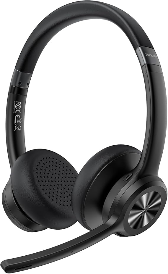 TECKNET Bluetooth Headset with Microphone Noise Cancelling & Mute Switch