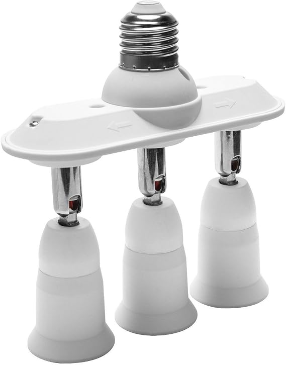 3 in 1 E27 Adapter Converter Horizontal Designed 360 Degrees Adjustable 180 Degree Bendable Light Socket Splitter