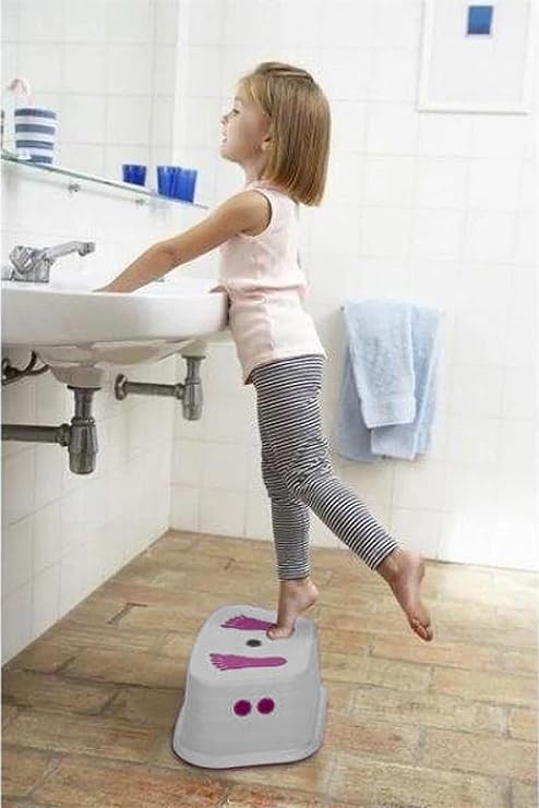 Çocuk Basamağı Yükseltici Kaydırmaz Tabure Basamak Çocuk Lavabo Tuvalet Merdiveni (Pembe)