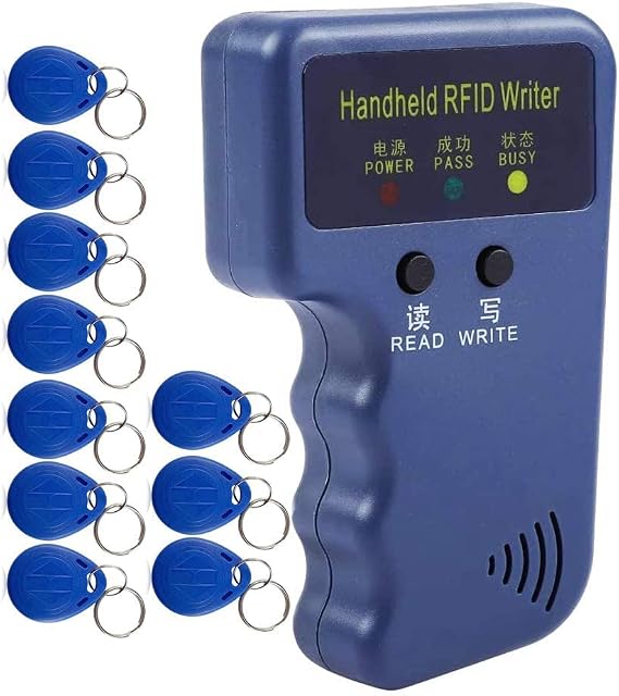 Handheld 125KHz RFID Reader Writer, Duplicator Copier, Upgrade ID Card, Clone Programmer with 10 Rewritable Cards