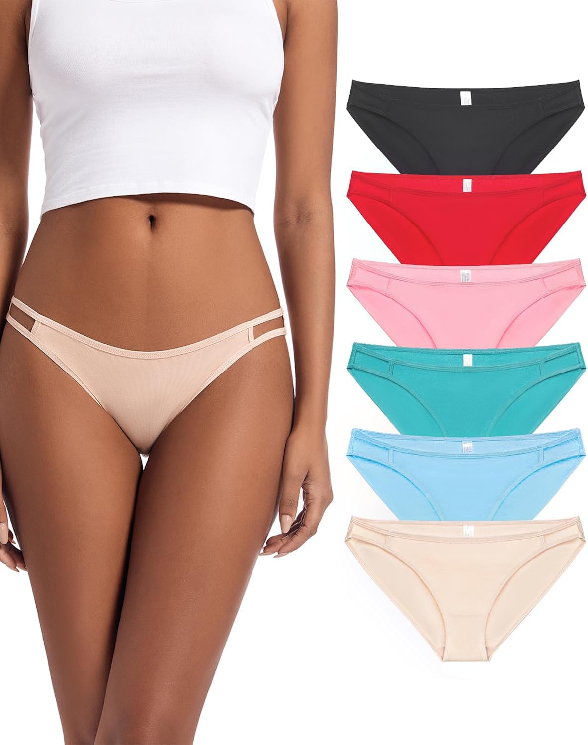 Jo & Bette 6 Pack String Bikini Underwear for Women, Soft, Sexy Womens Panties, Womens Cotton Underwear