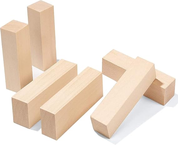 DFsucces Carving Blocks Unfinished Wood Rectangle Cube Wood for DIY Crafts, Hand Carved Models, Suitable for Beginners Set of 6