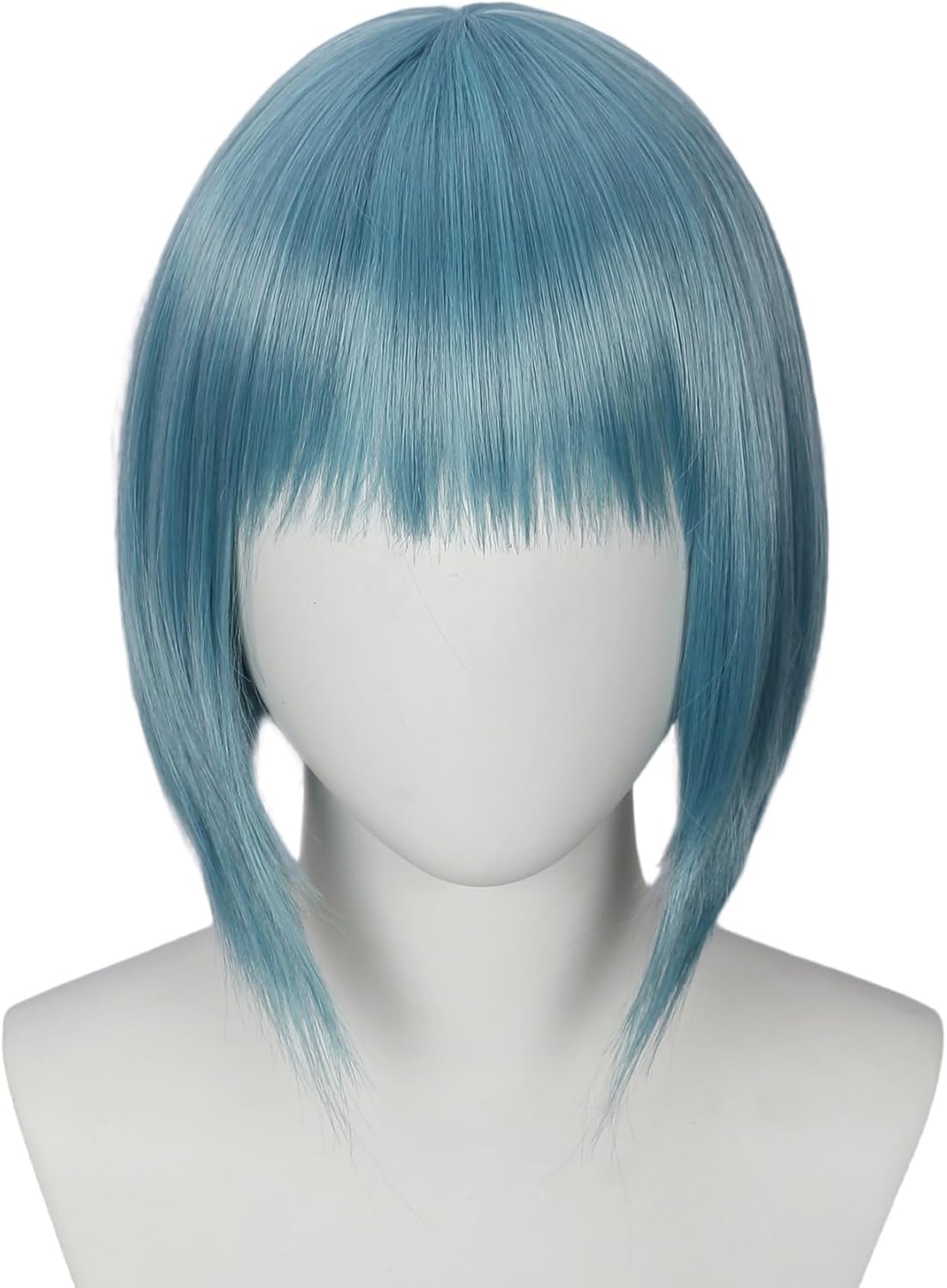 Linfairy Anime Cosplay Short Straight Wig Halloween Costume Party Cosplay Wig for Women (Cadet Blue)