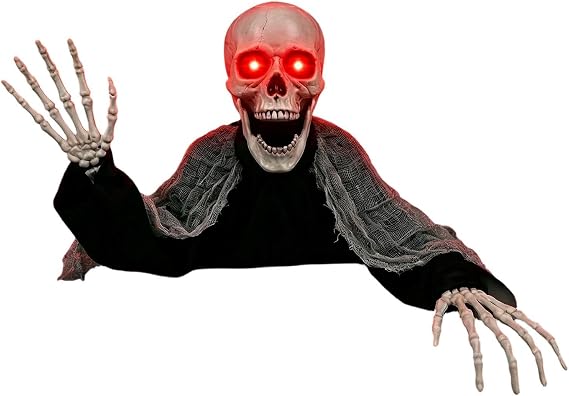 Halloween Crawling Skeleton Glowing Red Eyes Scary Crawling Props