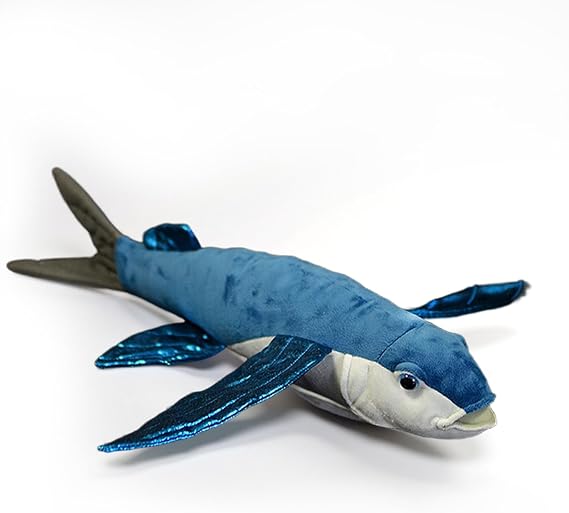 Realistic Flying Fish Stuffed Animals - Simulation 18.5" Blue Lifelike Flying Fish Plush Toy, Super Soft Sea Creatures Model Plush Toy Gift Collection for Kids