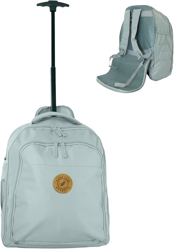 Bordlite EasyJet Cabin Approved Wheeled Backpack 45x36x20cm – 2 in 1 Lightweight Trolley Bag & Rucksack on Wheels (1.53kg, 36L) Underseat Hand Luggage for Travel, Business, Weekend Trips - Blue
