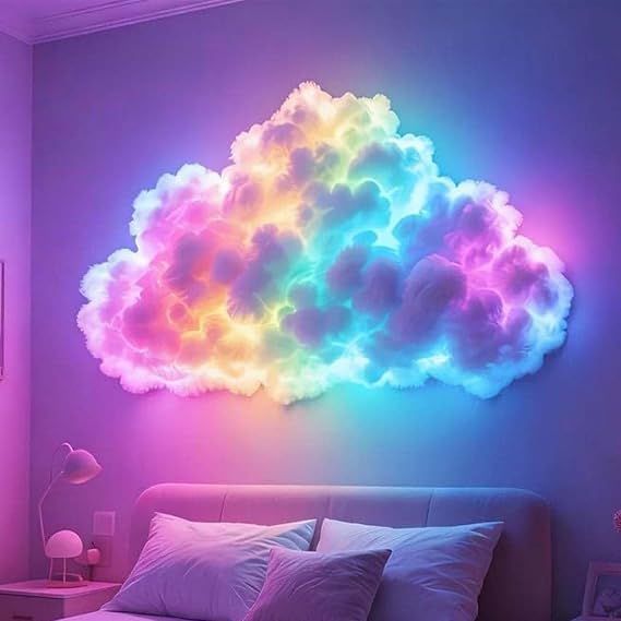 DIY Thundercloud LED Light LED Cloud Light with Music Rhythm 3D Big Cloud Lighting Lights Kit USB Powered Thunder Clouds Atmosphere Night Lights, for Home Party Decor