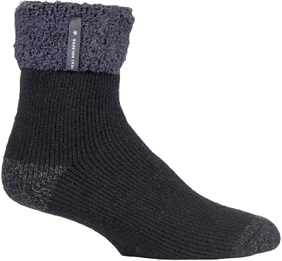 HEAT HOLDERS - Mens Turnover Warm Thermal Fleece Lined Bed Socks with Non Slip Rubber Grips