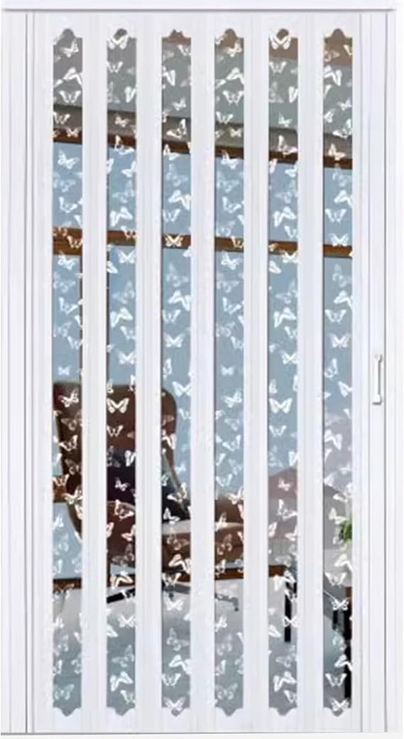 Generisch PVC katlanır kapı, katlanır sürgülü kapı – Beyaz alüminyum ve akrilik katlanır kapı, iç mekan için, mutfak, çamaşır odası, yatak odası, yemek odası, teras, karavan için ideal