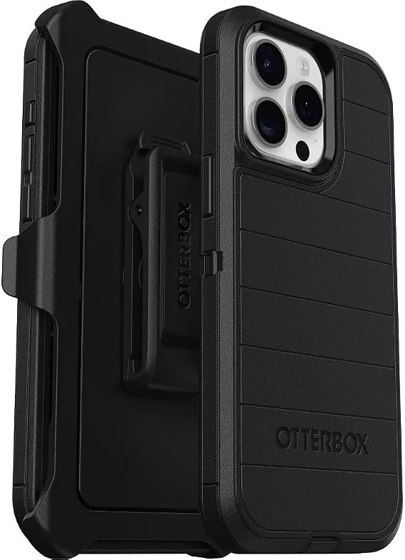 OtterBox iPhone 15 Pro Max のみ - ディフェンダーシリーズケース - ブラック - スクリーンレス - 頑丈で丈夫 - ポート保護 - ホルスタークリップ付属 - 微生物防御保護