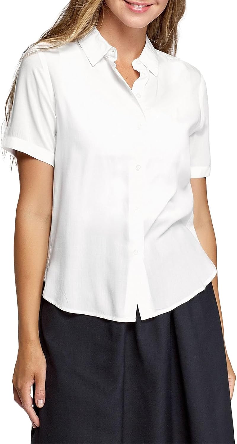Womens Casual Short Sleeve Shirts Business Stretch Button Down Blouses Work Office Shirt Summer Tops for Ladies