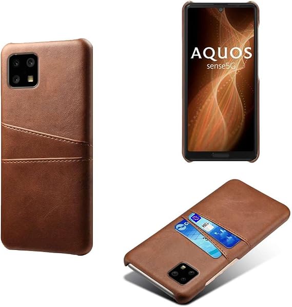 Case Compatible with Sharp Aquos Sense 4,PU Leather Case - Slim Shockproof Phone Cover with 2 Card Slots,Anti-Fingerprint & Anti-Drop Protection Plastic Faux Leather-Brown