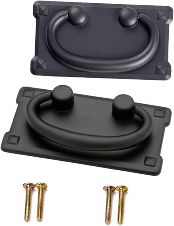 CONGGUAN 2 Pieces Vintage Antique Drawer Ring Pull Handles Ring Pull Handle Used for Cabinet Door Furniture Handle Decoration (Black)