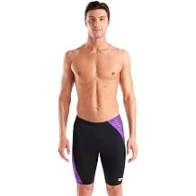 Arena Men's Performance Ribbed Swim Jammer Sports Shorts Training Bathing Suit Trunks