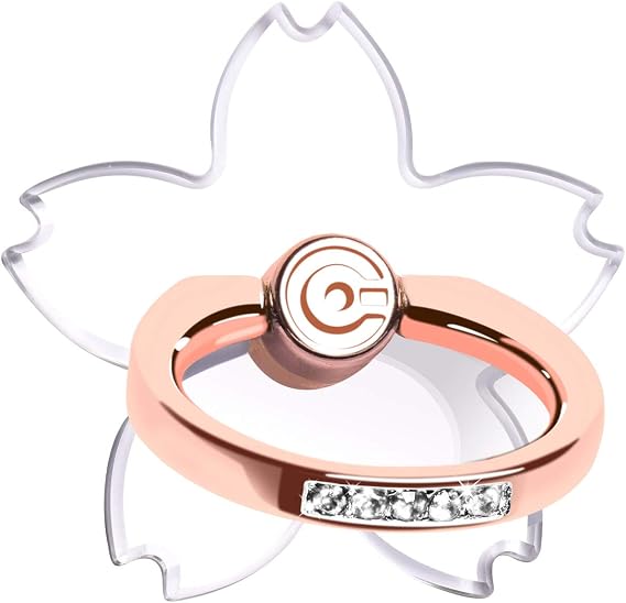 Sakura Transparent Smartphone Ring, Holding Ring, Stand, Stand Function, Car Holder, Compatible with Various iPhone/Android Phone, Thin, Drop Prevention Ring, 360 Rotations Rose Gold