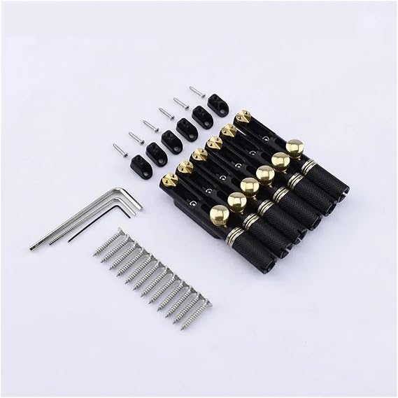 1Set 6/7/8 Strings Stainless Steel Headless Guitar Bridge Single For Fanned Fret(Black 6 Pieces-PRO)