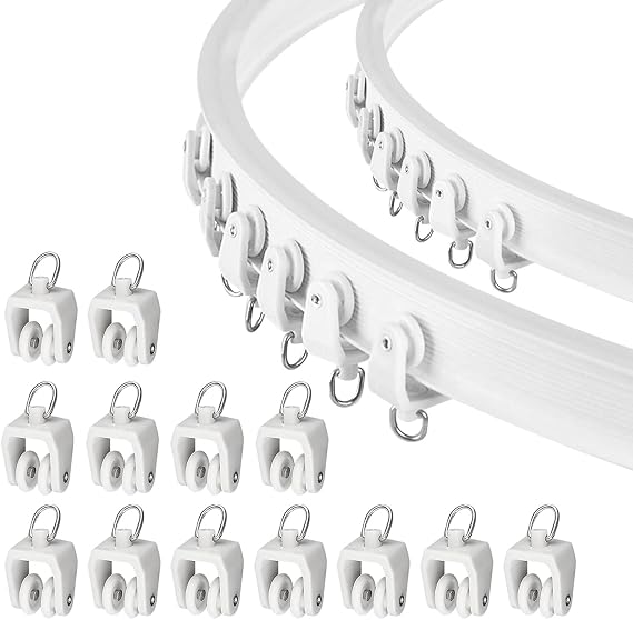 Ceiling Curtain Track Flexible Bendable Rail Gliders for Windows Shower Tracks, 40 Pcs