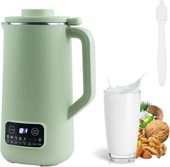Plant Milk Maker, Soy Milk Maker 500Ml/600Ml Nut Milk Maker Machine, Soymilk Maker Machine with 10 Blades Digital Soup Maker with Delay Start/Keep Warm/Self-Cleaning (Green)