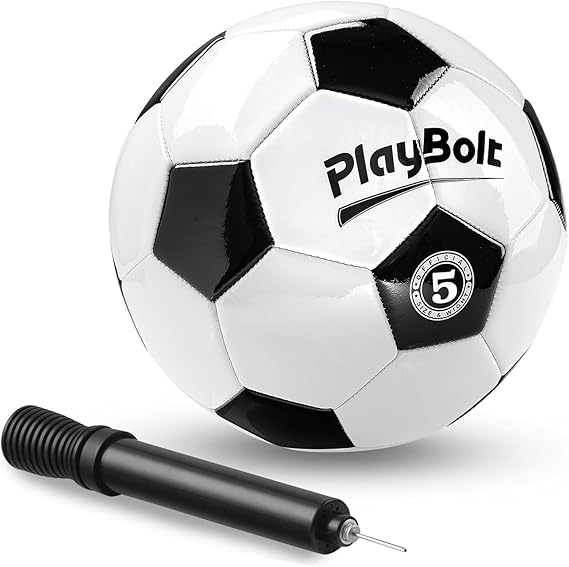 FootBall Size 5 (Pack of 1) - Premium PVC Leather Cover with Pump for kids
