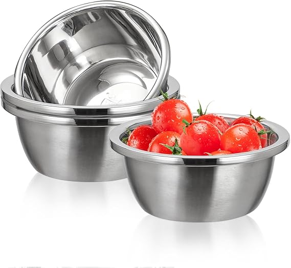 Stainless Steel Bowl Set of 4, Thicker 18/8 Stainless Mixing Bowls 1400ml, Salad Bowls, Nesting Metal Prep Bowls for Cooking Baking Marinating, Serving Bowls for Cereal Soup