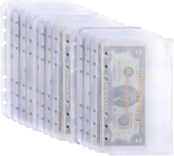 UMSICHT 15pcs A6 Binder Pockets with No Zippers, Zipless Budget Envelopes for Cash System, A6 Binder Pouch for 6 Ring Binder, Money Folder Organizer for Cash.