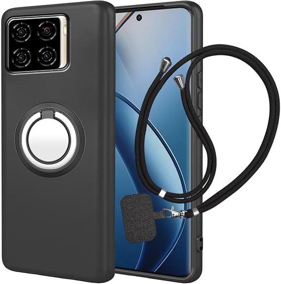 Case for Motorola Edge 60 Fusion with Stand and Lanyard,Shockproof Cover,Ultra Thin Anti-Fingerprint Cover for Motorola Edge 60 Fusion,Black -C