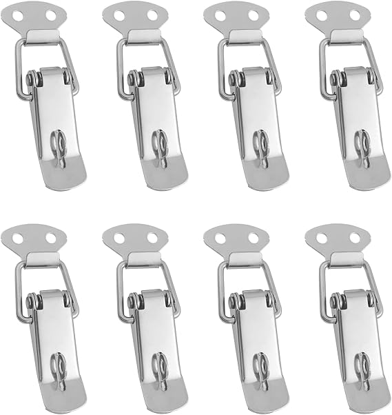 8Pcs Toggle Latch Catch Clamp Stainless Steel Spring Loaded for Case Box,Toolbox,Drawer,Cabinet,Chest Trunk - Silver HS-009