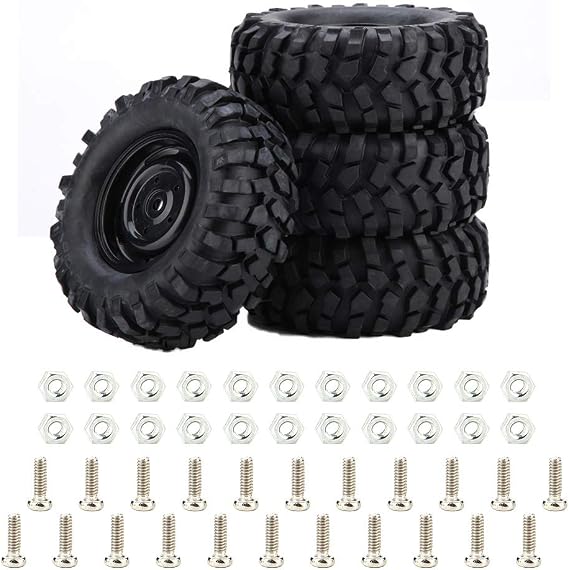 VGEBY Rubber Tires 4 Piece Set 1:10 Tyre Rubber Tires for Rock Crawler Off Road RC Remote Control Car Part#277 VGEBYG2QU79APE4