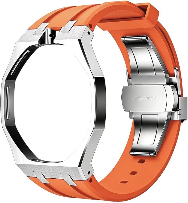 Strap Compatible with Swatch Royal Pop, Silicone strap with Stainless Steel case, Waterproof and Scratch-proof.