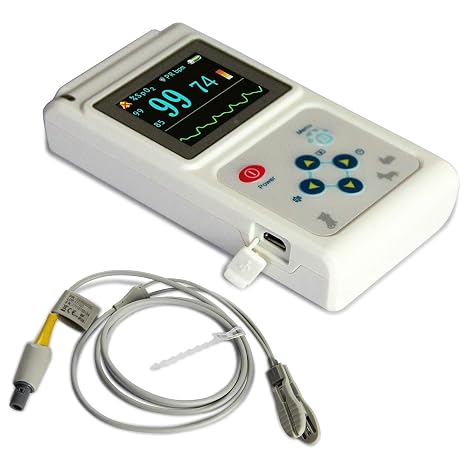 Handheld Veterinary Pulse Oximeter Vet SPO2 Pulse Rate Monitor Ear/Tongue, Convenient In Carrying, For Use In Family And Pet Hospital
