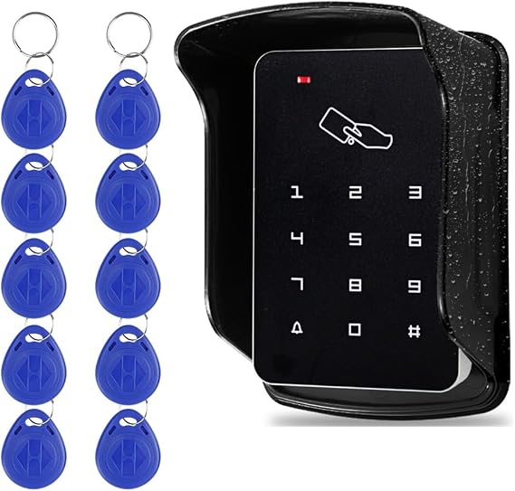 Door Lock Access Control System Waterproof Access Control Keypad with 10pcs ID 125KHZ Keychains,Rain Cover