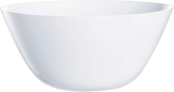 Arcopal by Luminarc Zelie White Opal Glass Dinner Set Dinnerware Plates (24cm Salad Bowl)