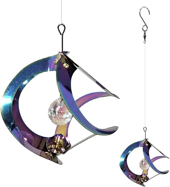 Red Carpet Studios Original Cosmix Helix Wind Spinner with Prism Crystal, Mini 14" x 4", Iridescent