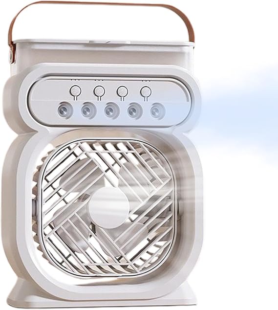 Misting Fan - Portable Air Conditioner Fan with Mist - 7 Colors Night Light 3 Wind Speeds 450ml Water Tank Cooling Electronics for Camping, Beach, Cruise