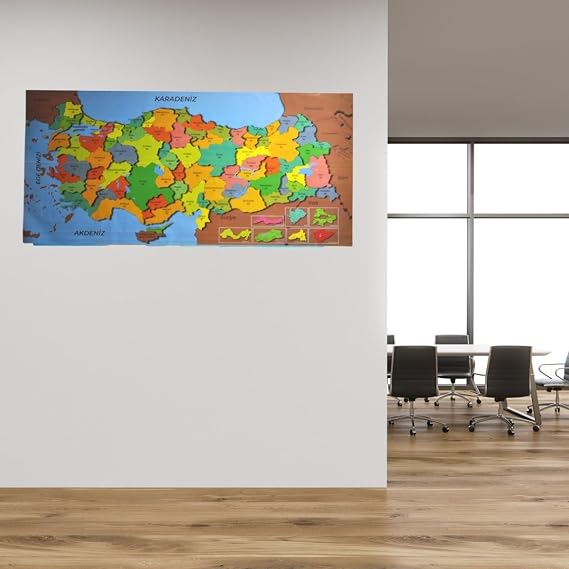 Renkli Türkiye Haritası Manyetik Duvar Stickerı 118 * 56 CM