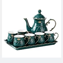 Porcelain Tea Set，Europe Style Coffee Cup Set/Teapot Set/tea Cup，for Home And Office Gifts Wedding，6 ×Cups，1× Teapot,1×tray(A)
